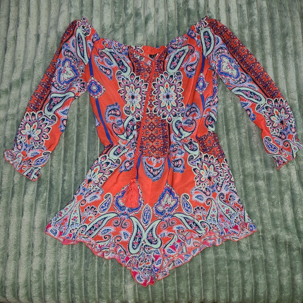 Multi-Color Paisly Print Romper